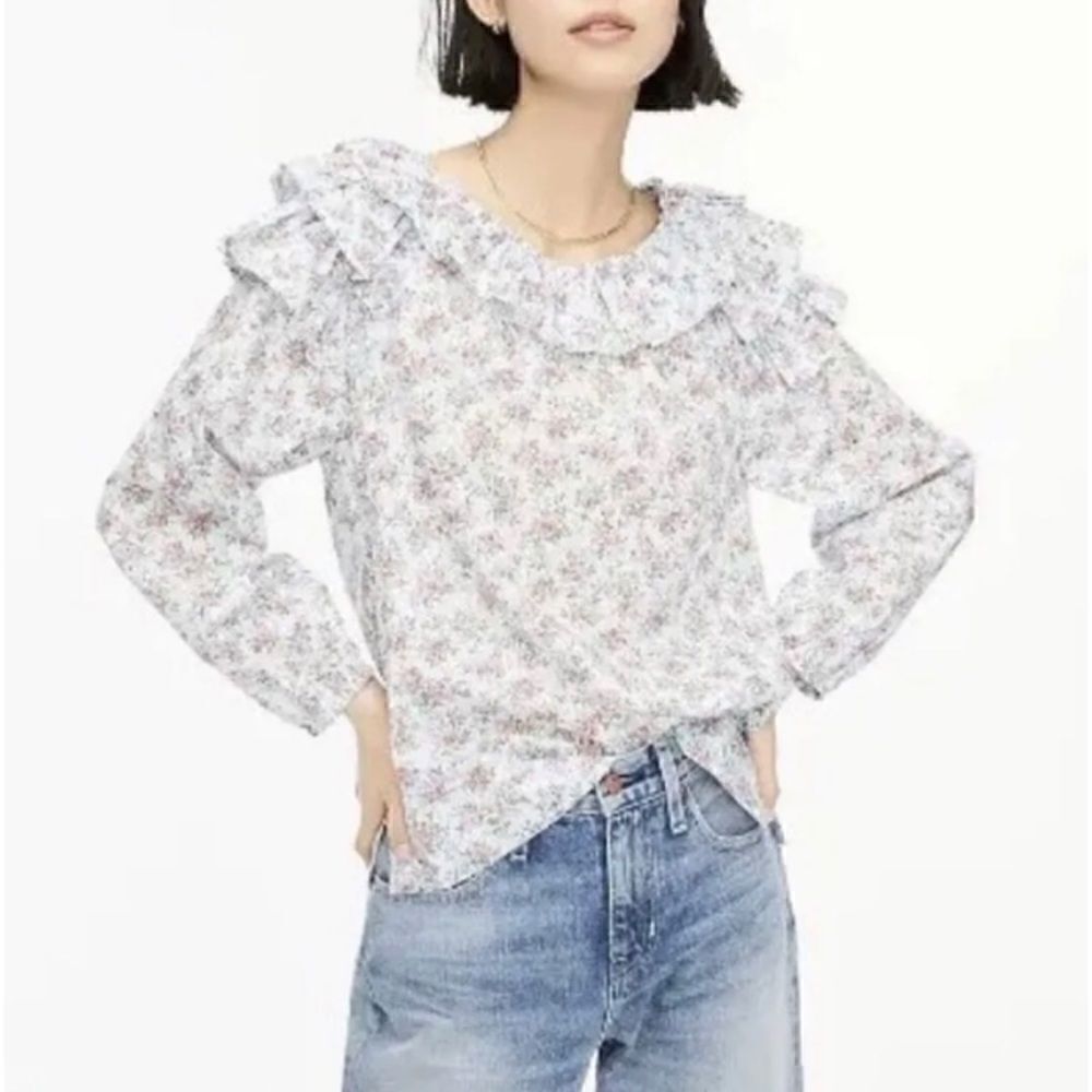 J. Crew Liberty Of London Ruffle Winding Roses Blouse Size S